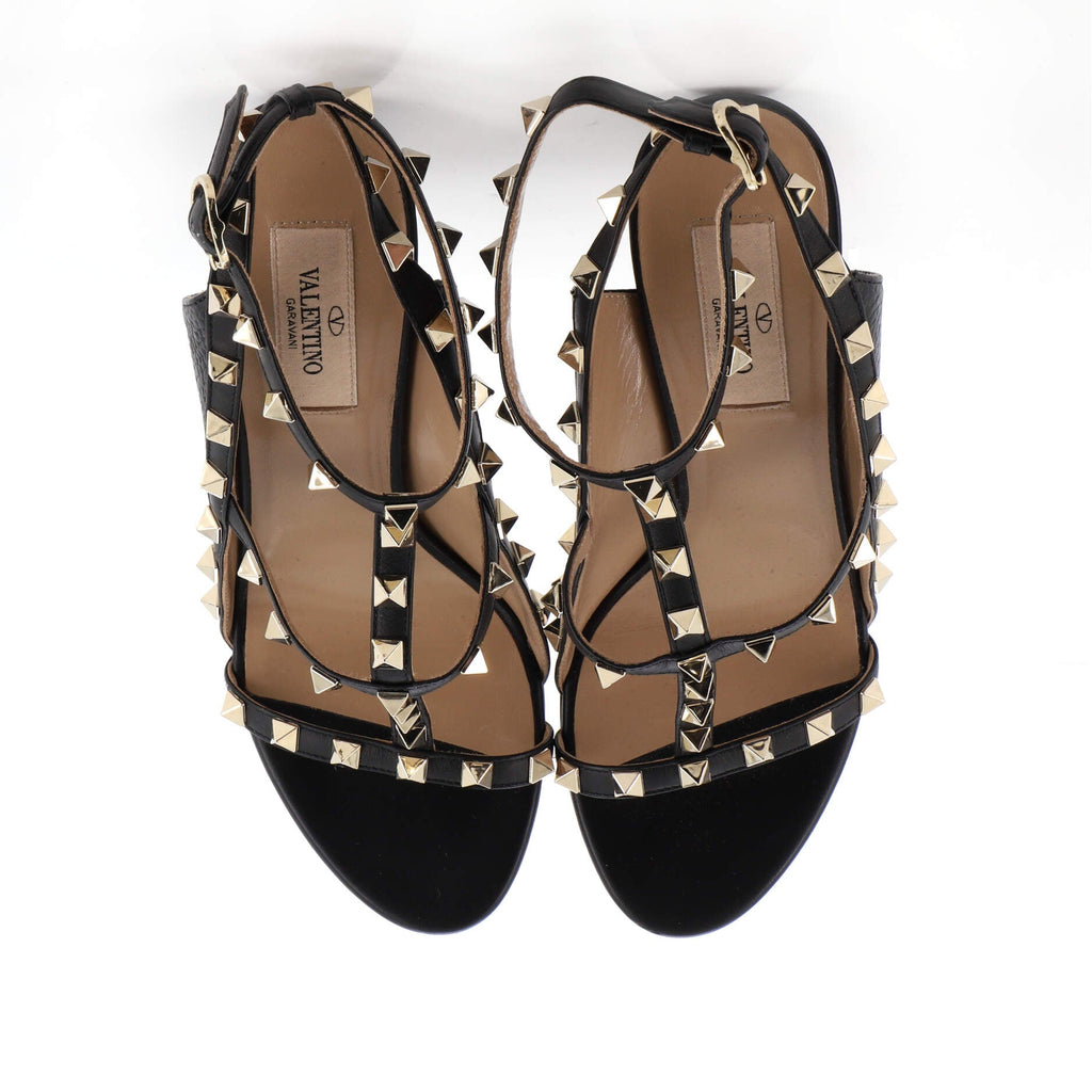 Women's Rockstud Heeled Sandals Leather