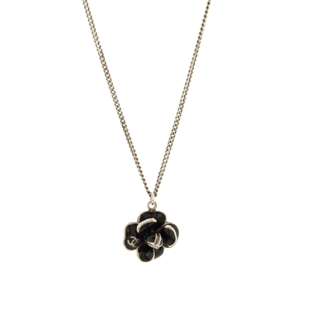 Camellia Pendant Necklace Metal with Enamel