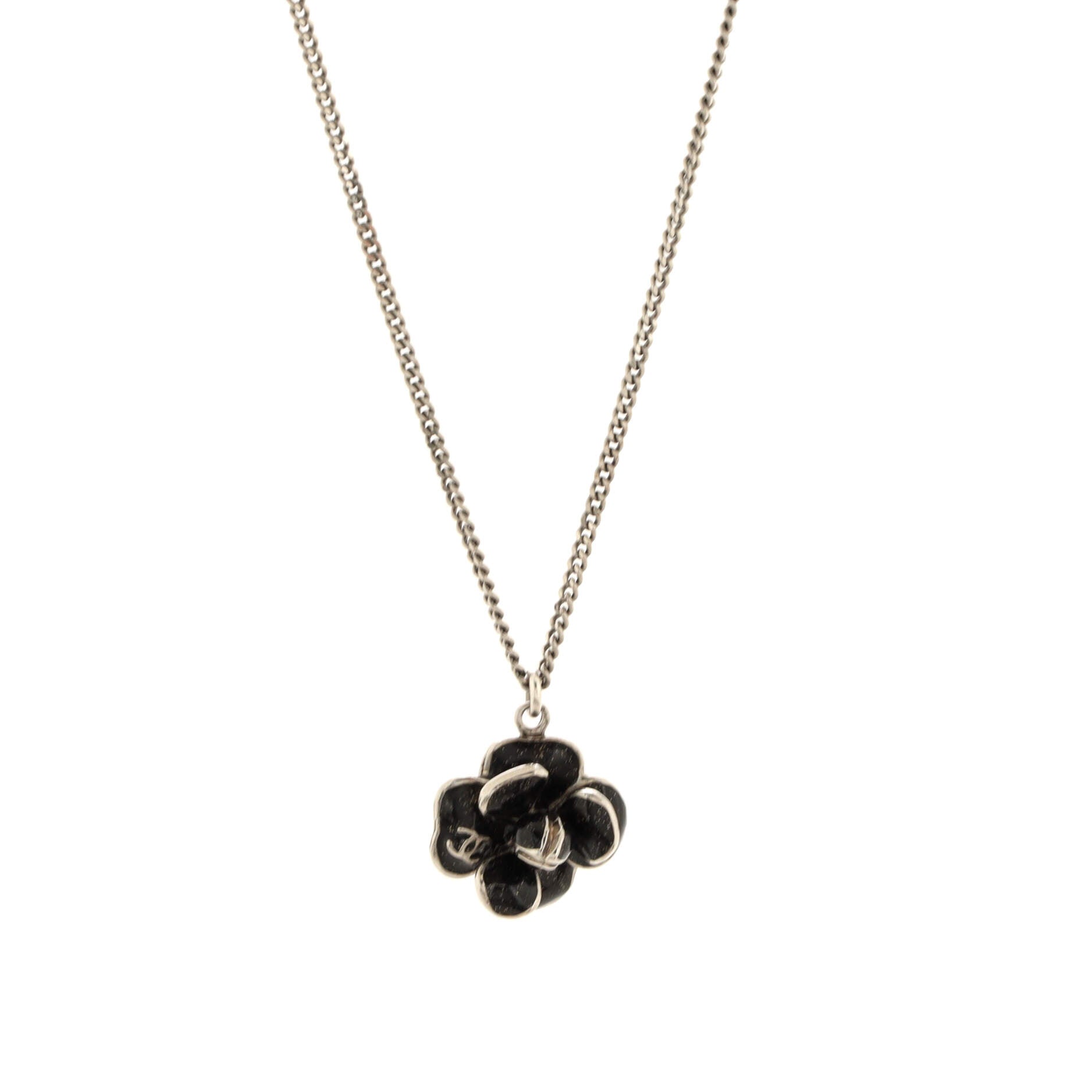 Camellia Pendant Necklace Metal with Enamel