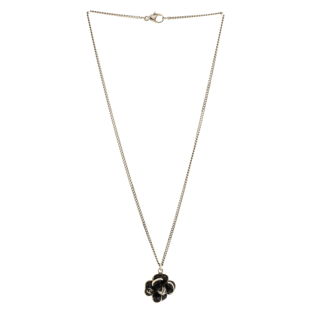 Camellia Pendant Necklace Metal with Enamel