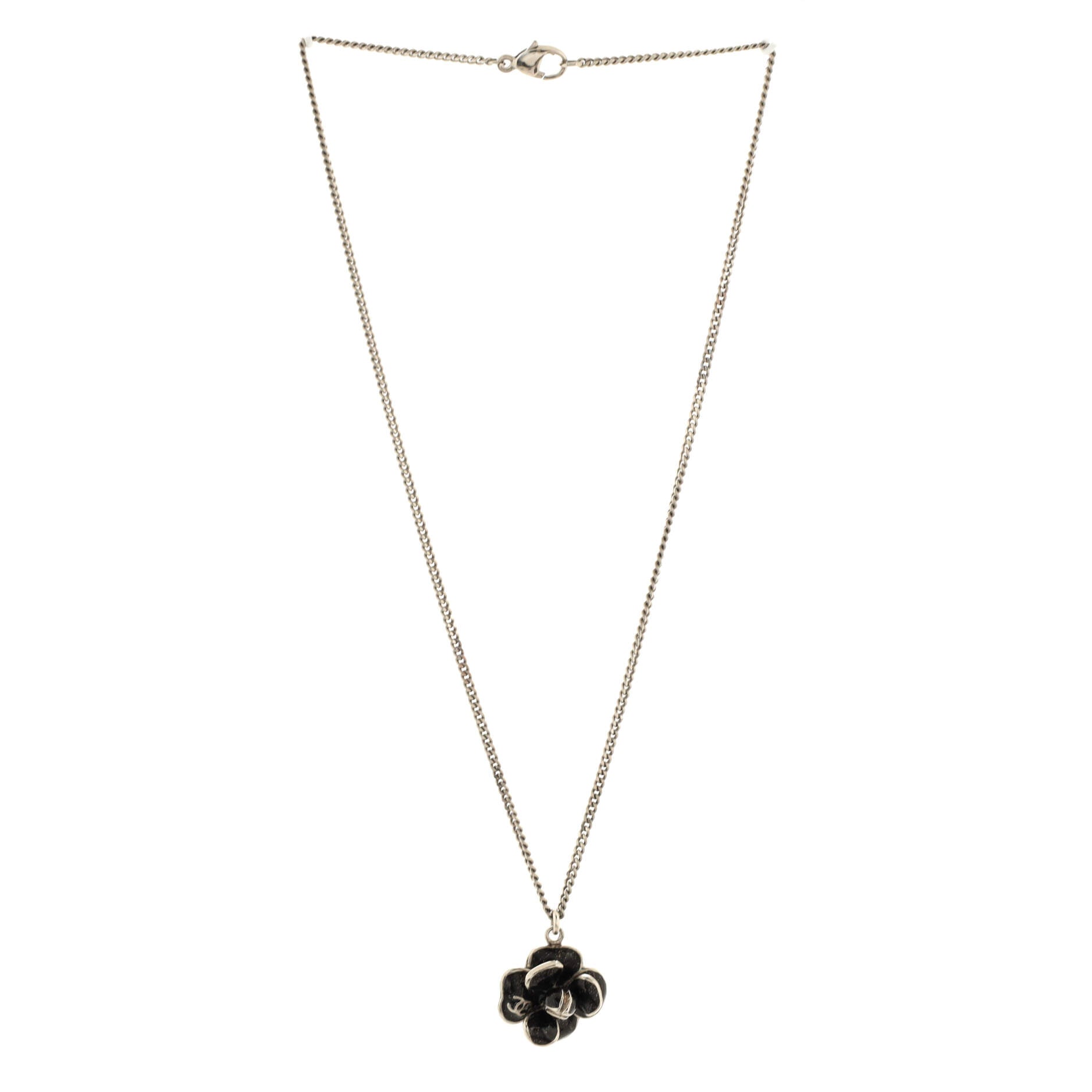 Camellia Pendant Necklace Metal with Enamel