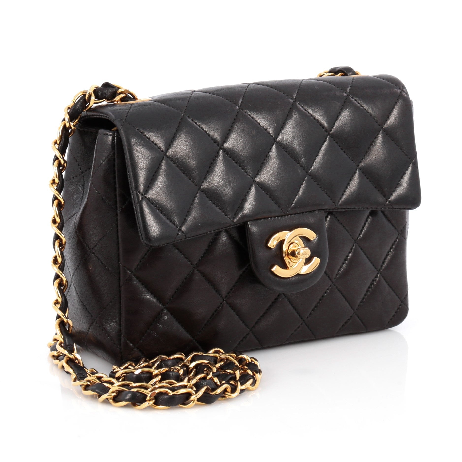 Vintage Square Classic Single Flap Bag Quilted Lambskin Mini