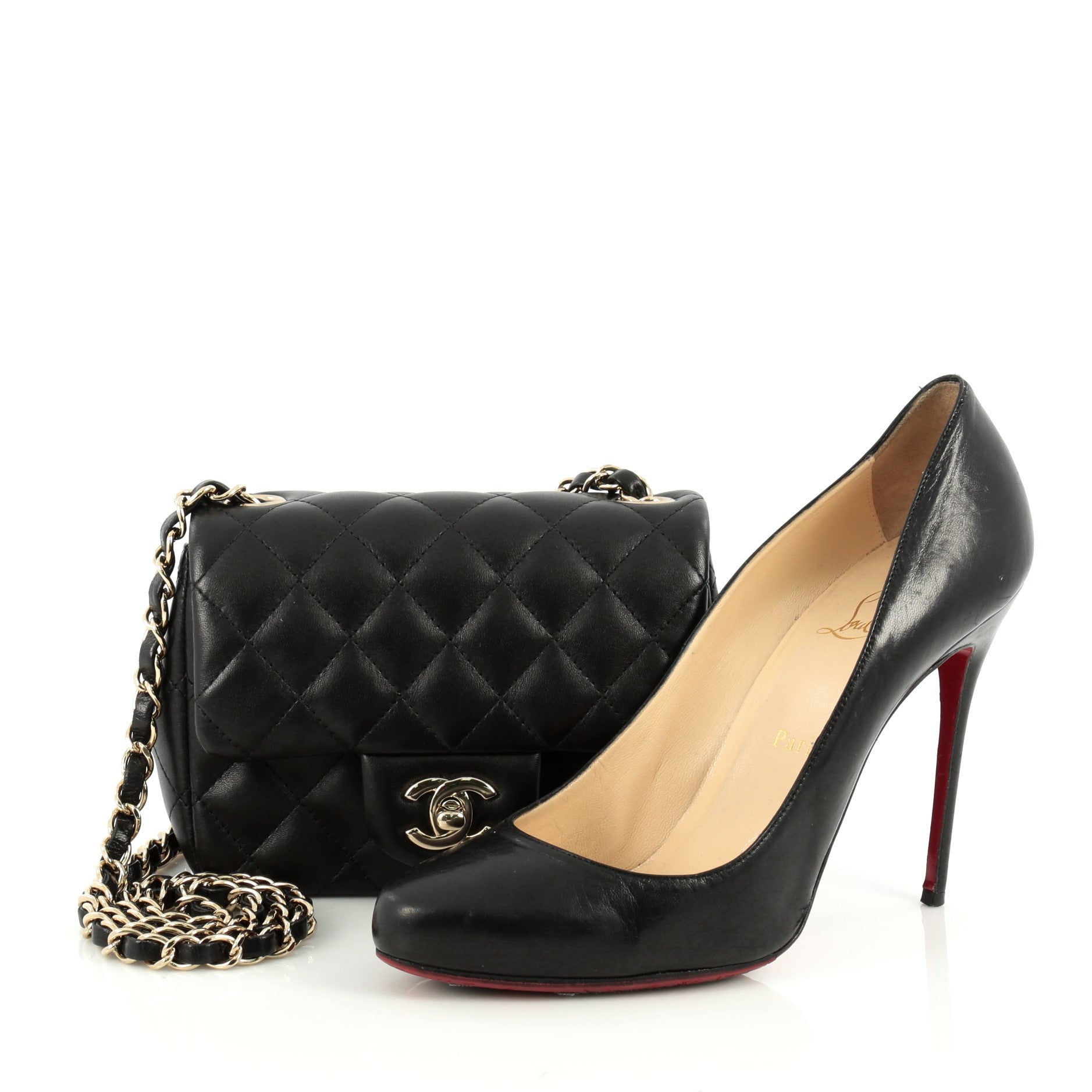 Square Classic Single Flap Bag Quilted Lambskin Mini