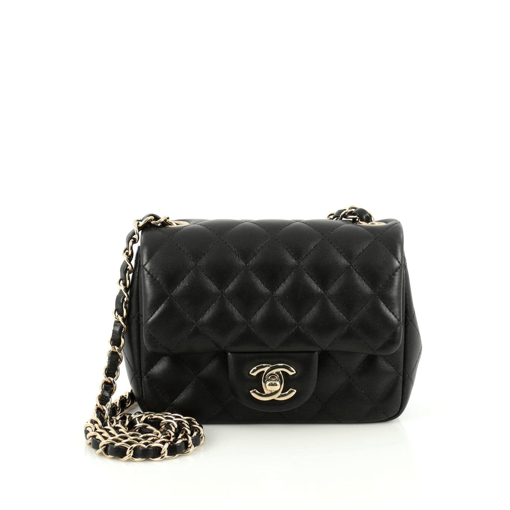 Square Classic Single Flap Bag Quilted Lambskin Mini