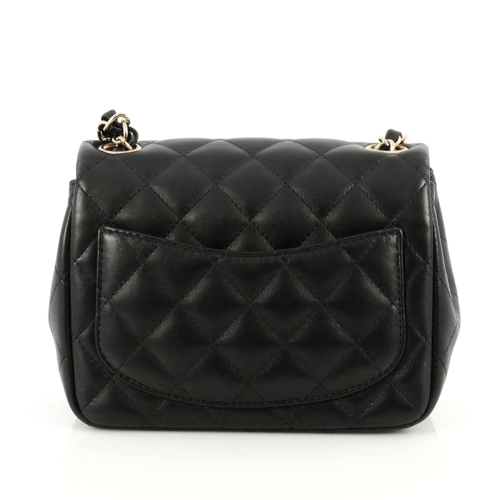 Square Classic Single Flap Bag Quilted Lambskin Mini