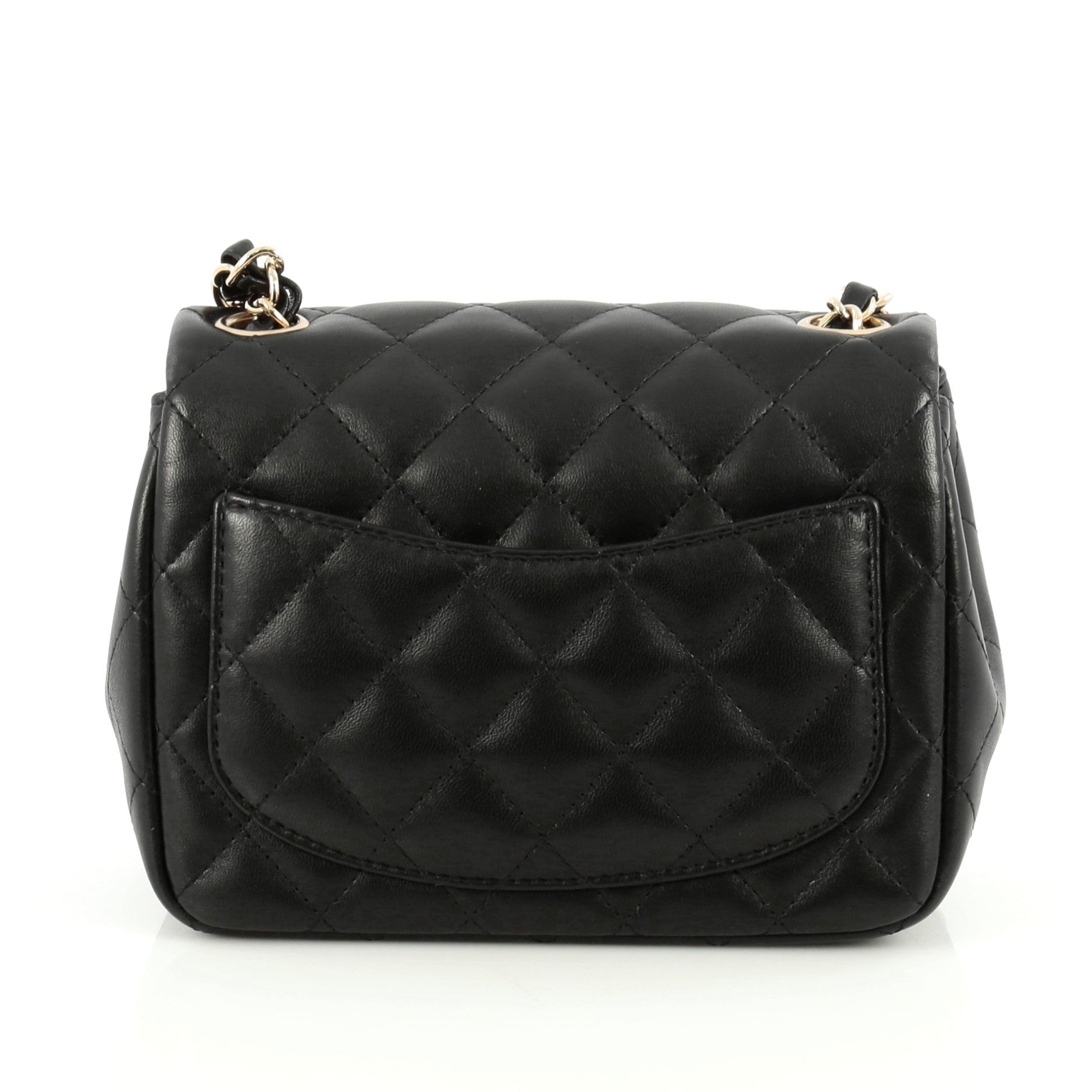 Square Classic Single Flap Bag Quilted Lambskin Mini