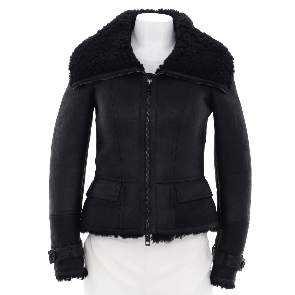 Women's Zipped Two Pocket Jacket Leather and Shearling
