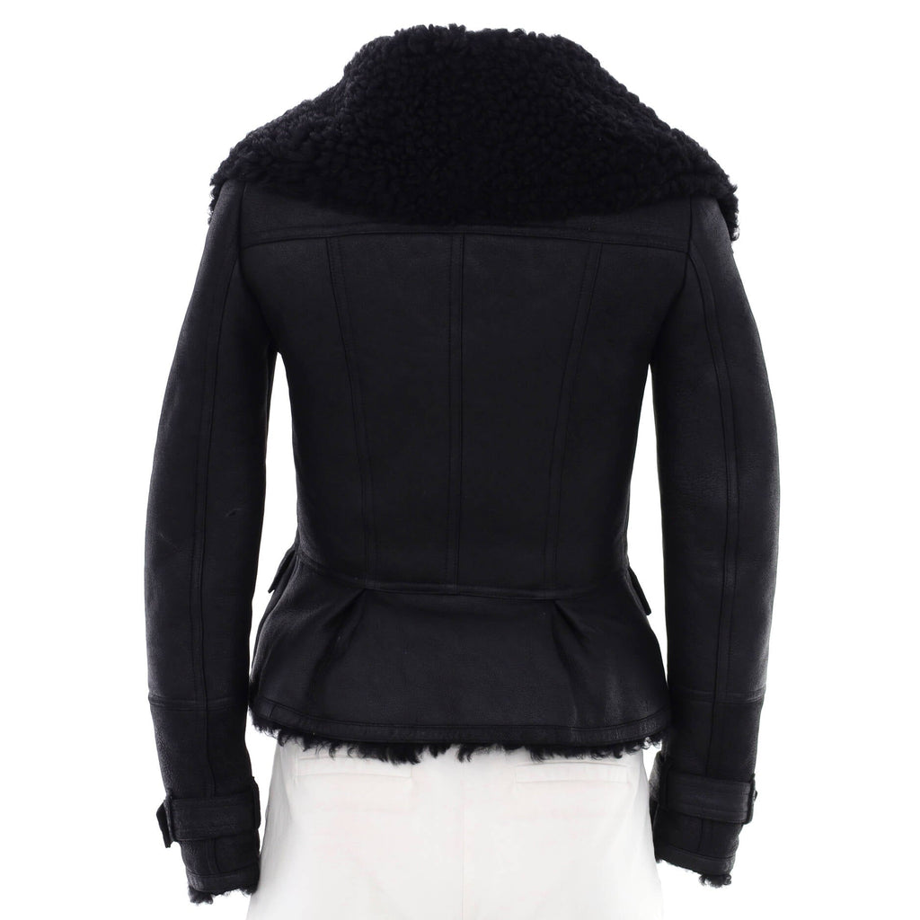 Women's Zipped Two Pocket Jacket Leather and Shearling
