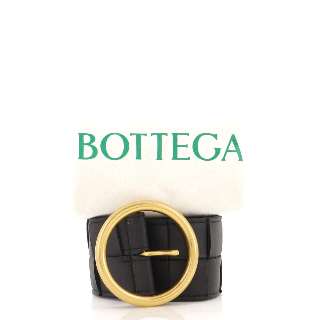 Circular Buckle Belt Maxi Intrecciato Leather Wide 75