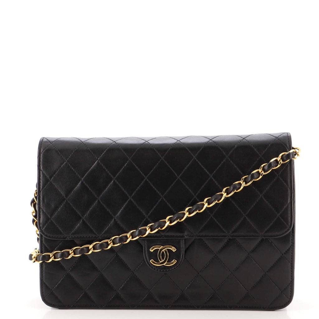 Vintage Clutch with Chain Quilted Leather Medium