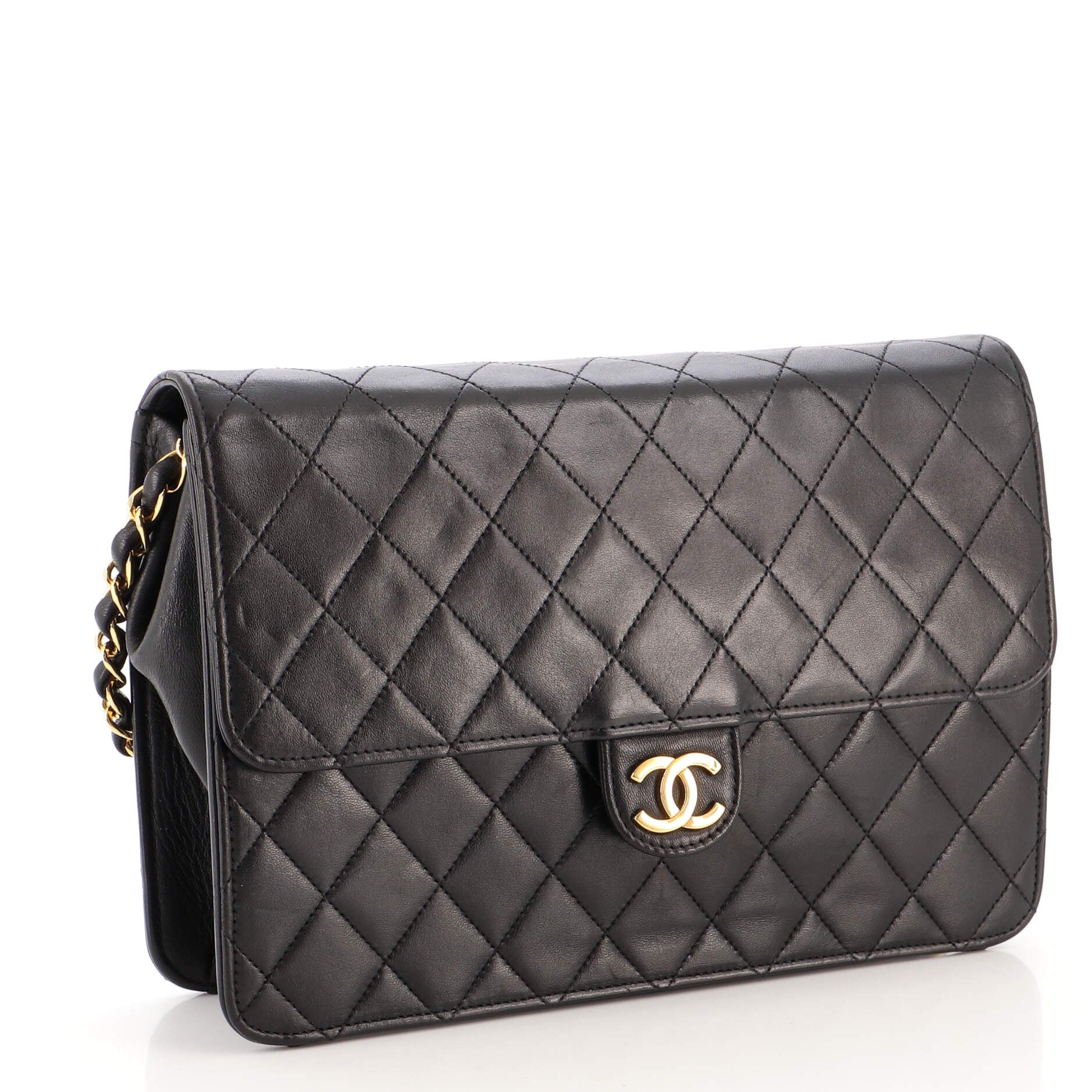 Vintage Clutch with Chain Quilted Leather Medium