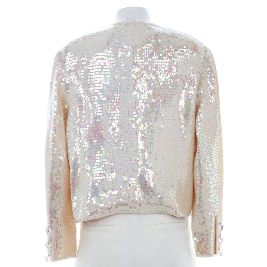 Women's Vintage Collarless Jacket Sequin Embellished Polyester