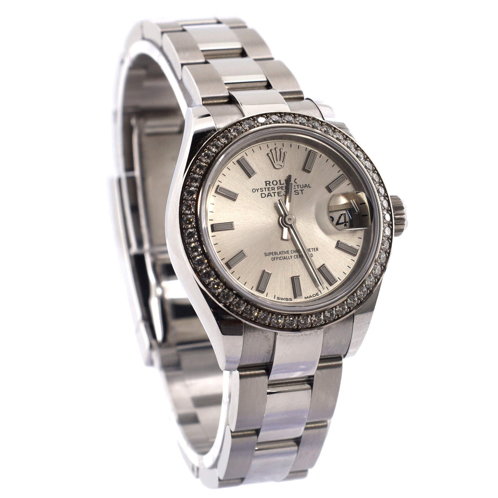 Oyster Perpetual Datejust Automatic Watch Stainless Steel and White Gold with Diamond Bezel 28