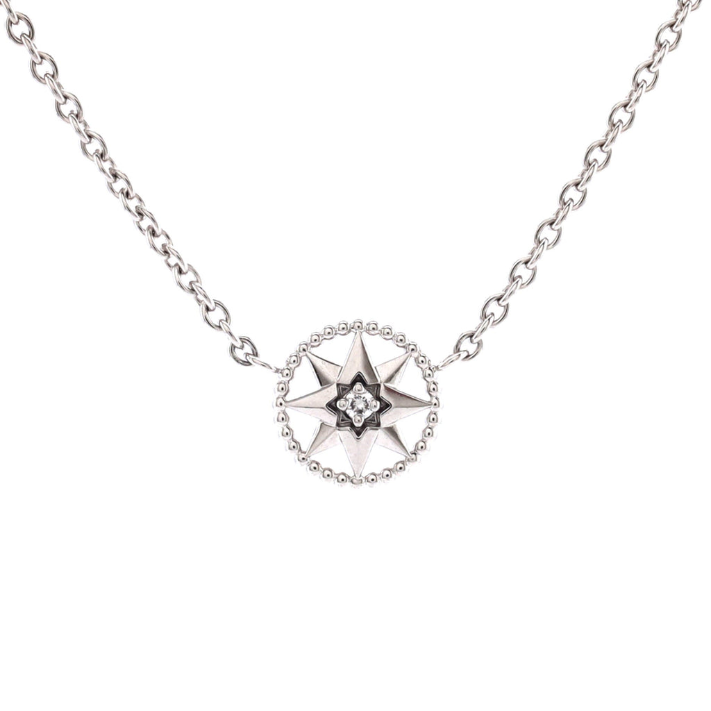 Rose des Vents Pendant Necklace 18K White Gold with Diamond XS