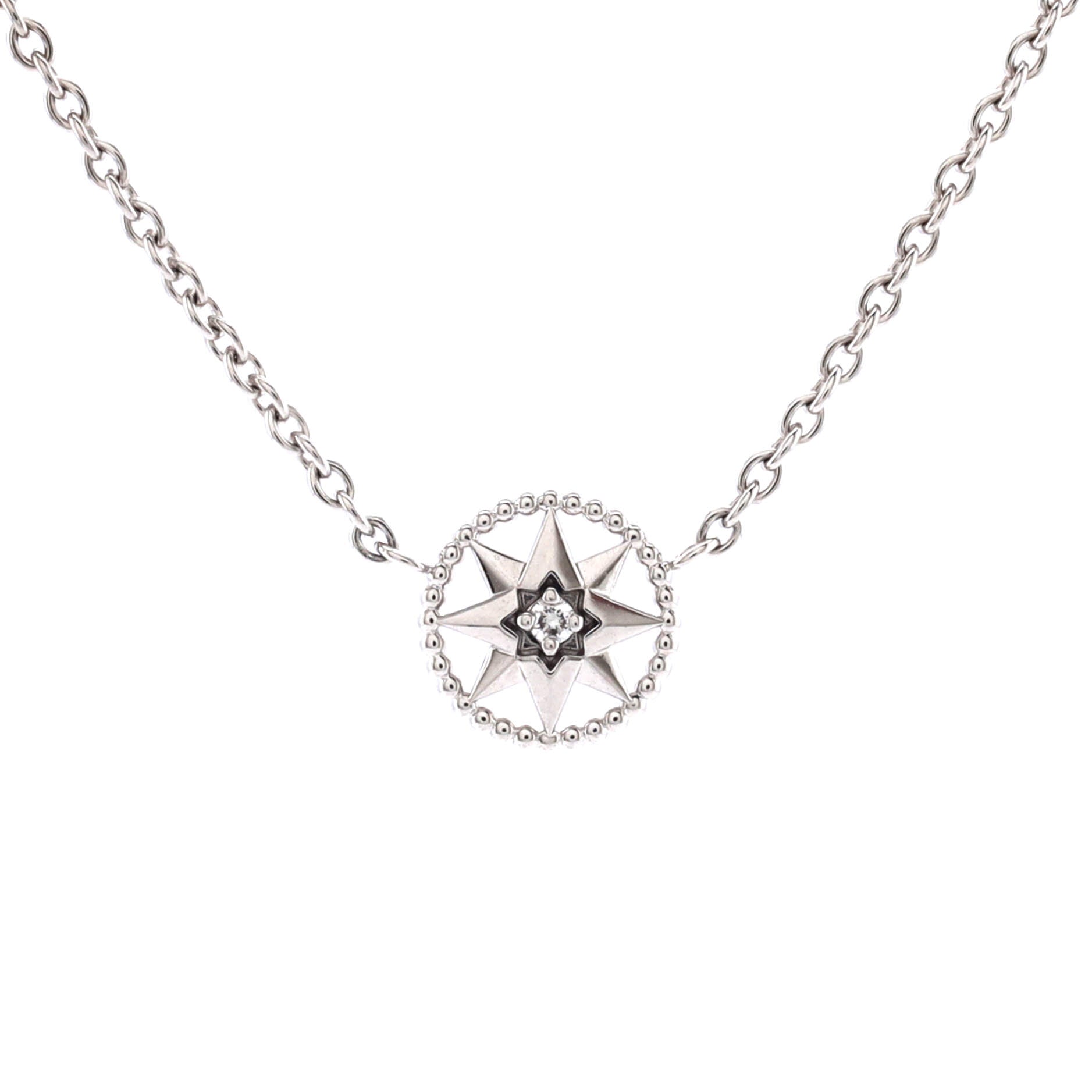 Rose des Vents Pendant Necklace 18K White Gold with Diamond XS