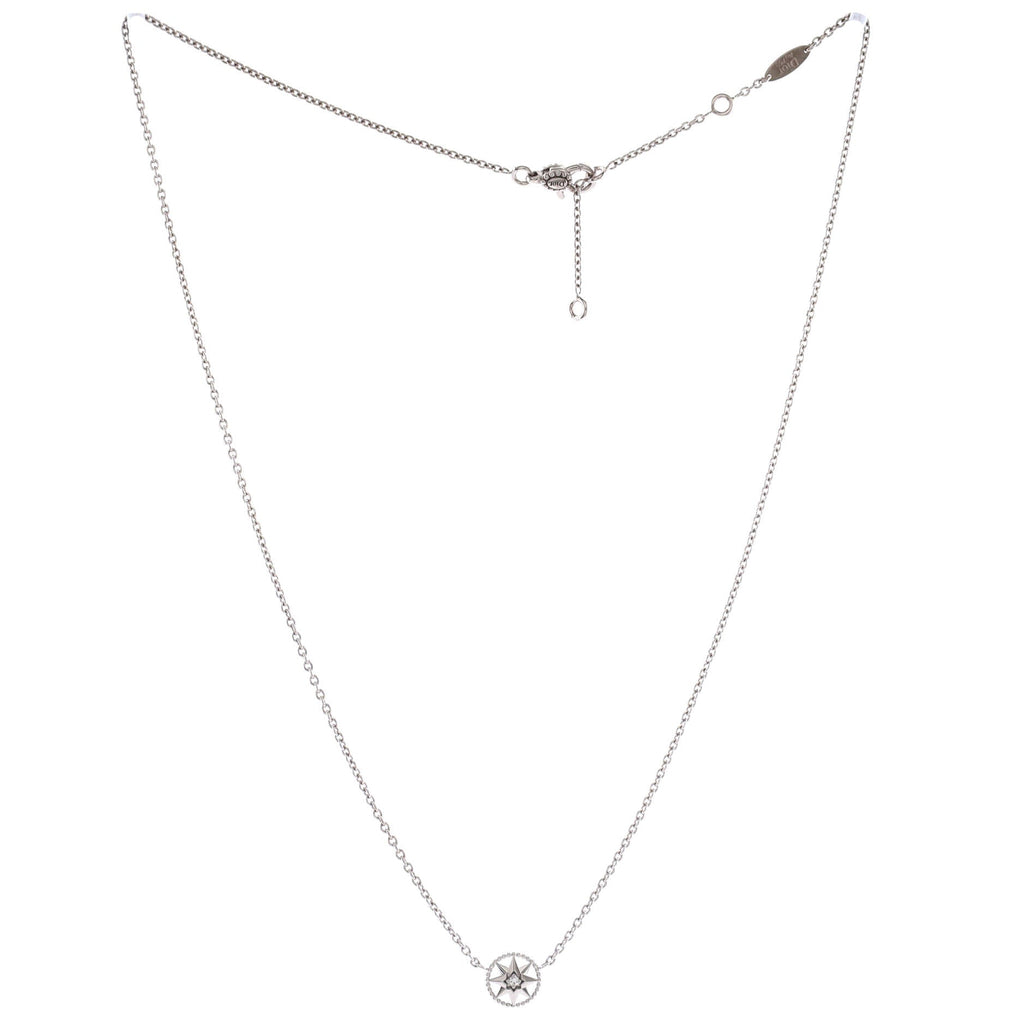 Rose des Vents Pendant Necklace 18K White Gold with Diamond XS