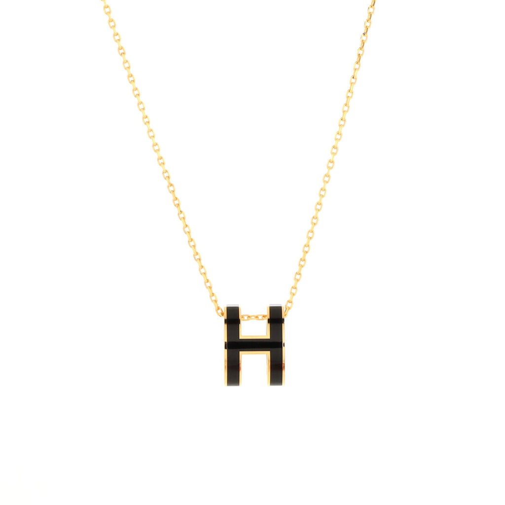 Pop H Pendant Chain Necklace Metal and Enamel Mini