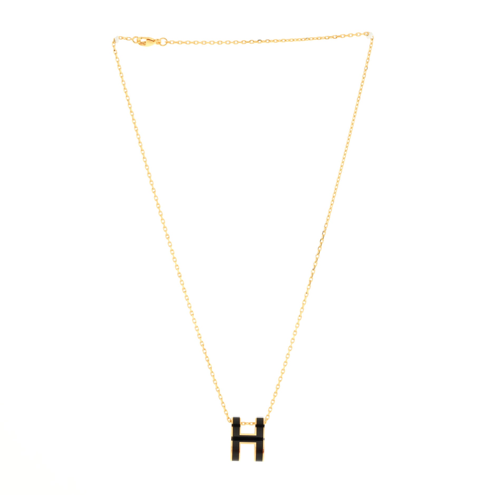 Pop H Pendant Chain Necklace Metal and Enamel Mini