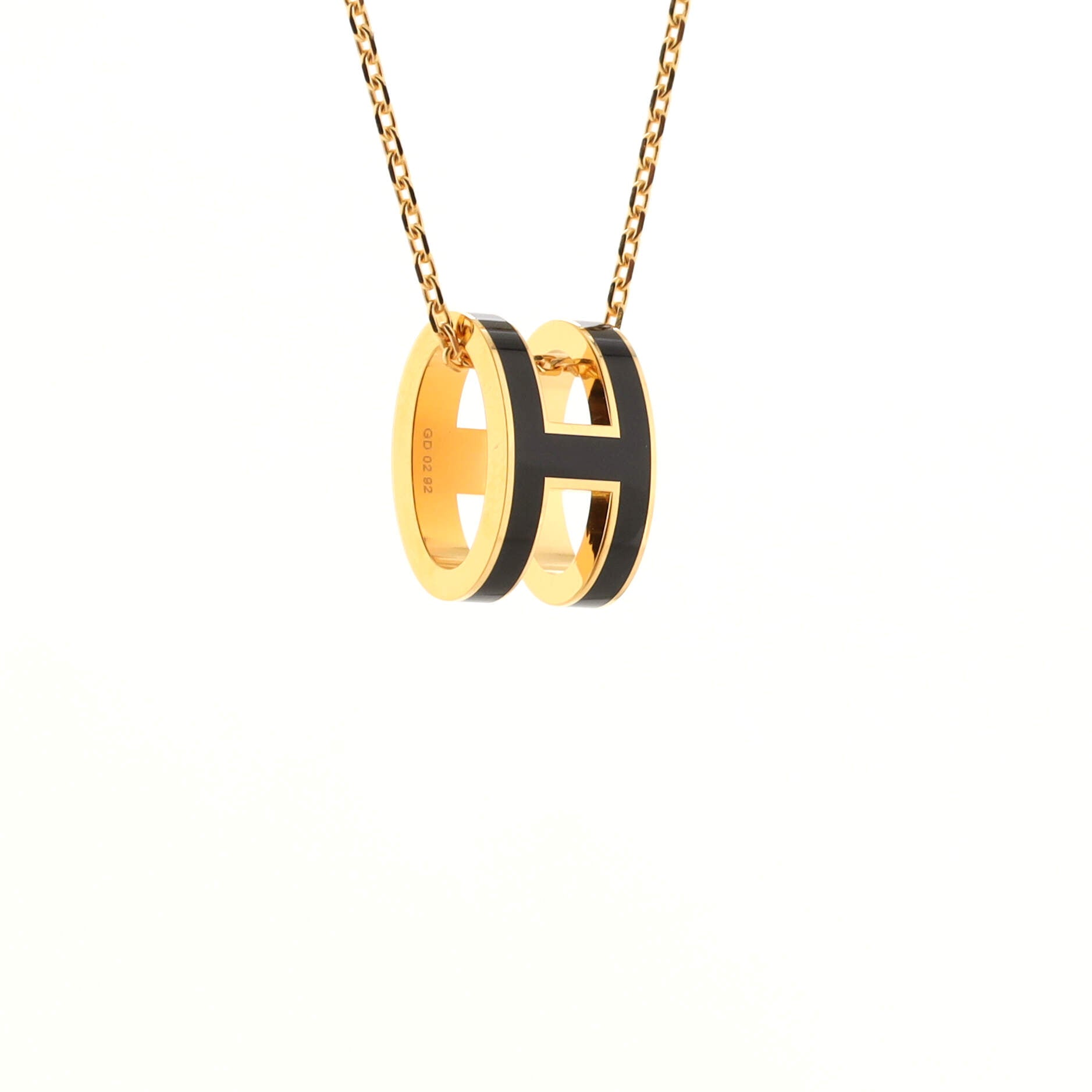 Pop H Pendant Chain Necklace Metal and Enamel Mini