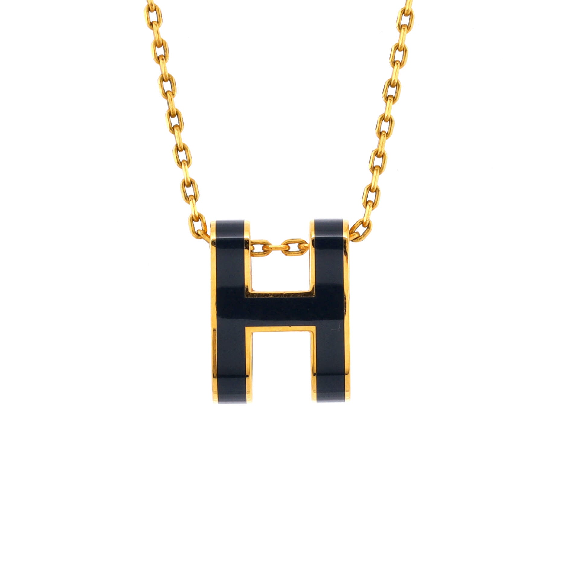 Pop H Pendant Chain Necklace Metal and Enamel
