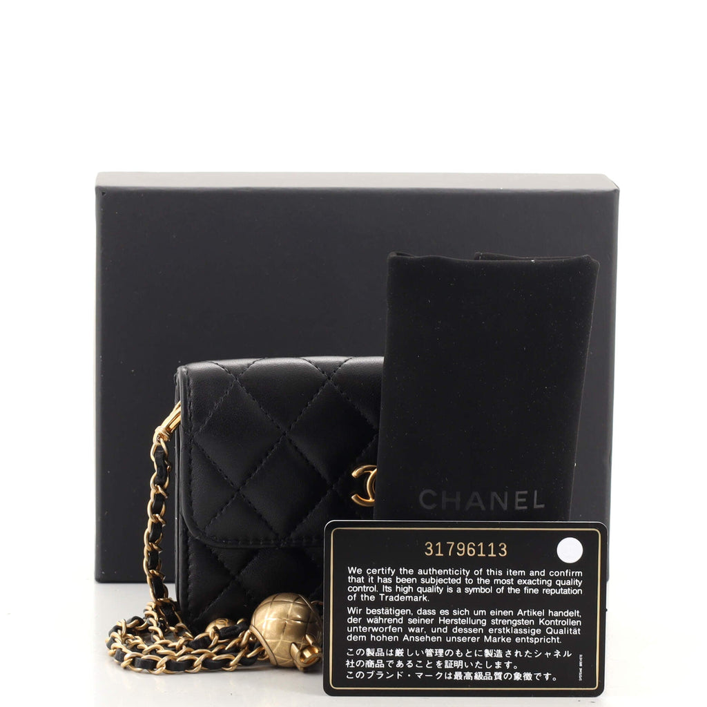 Pearl Crush Flap Clutch with Chain Quilted Lambskin Mini