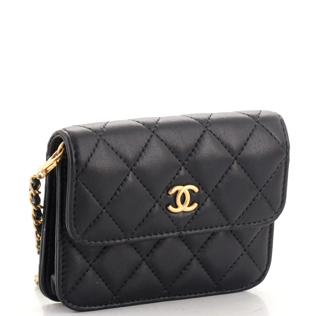 Pearl Crush Flap Clutch with Chain Quilted Lambskin Mini