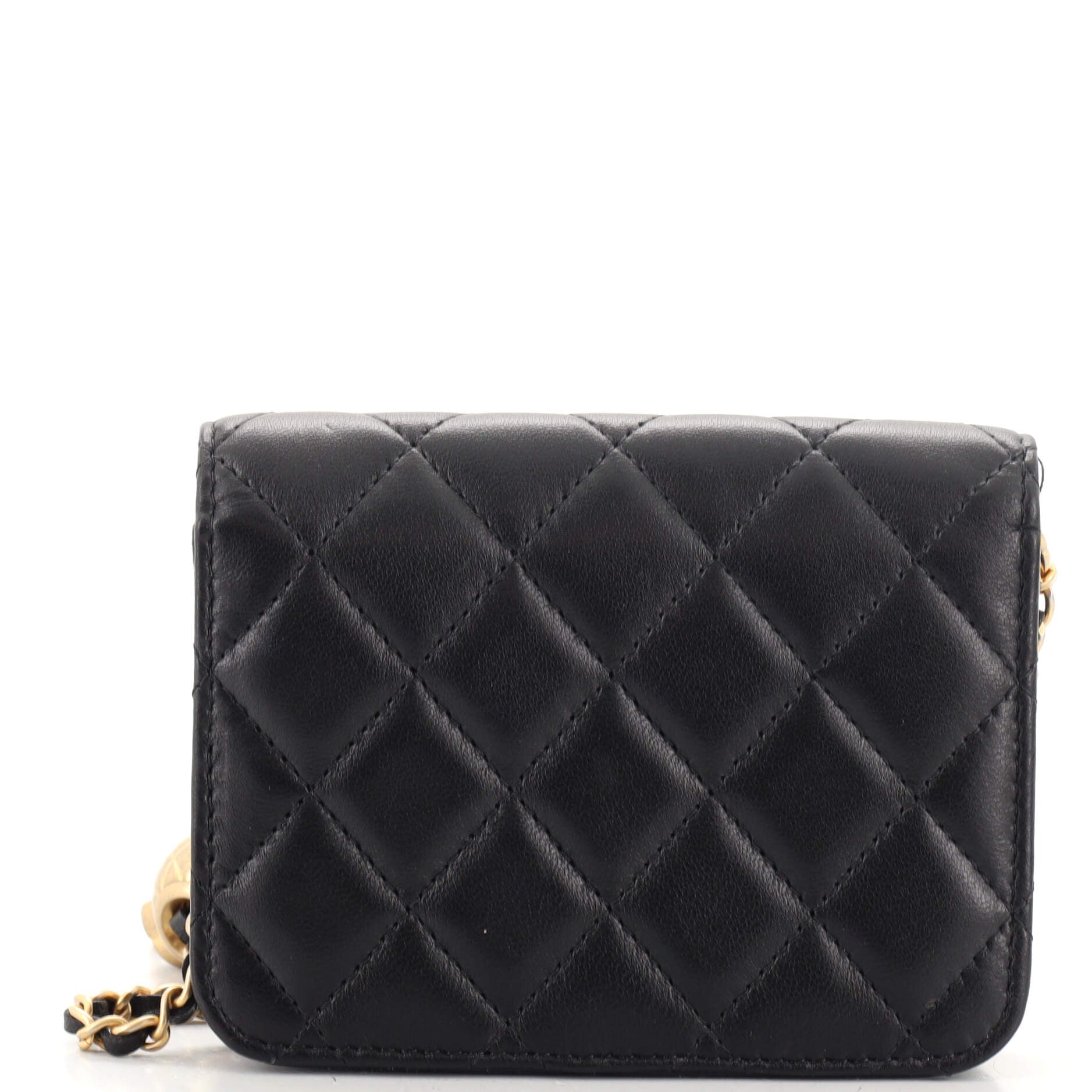 Pearl Crush Flap Clutch with Chain Quilted Lambskin Mini