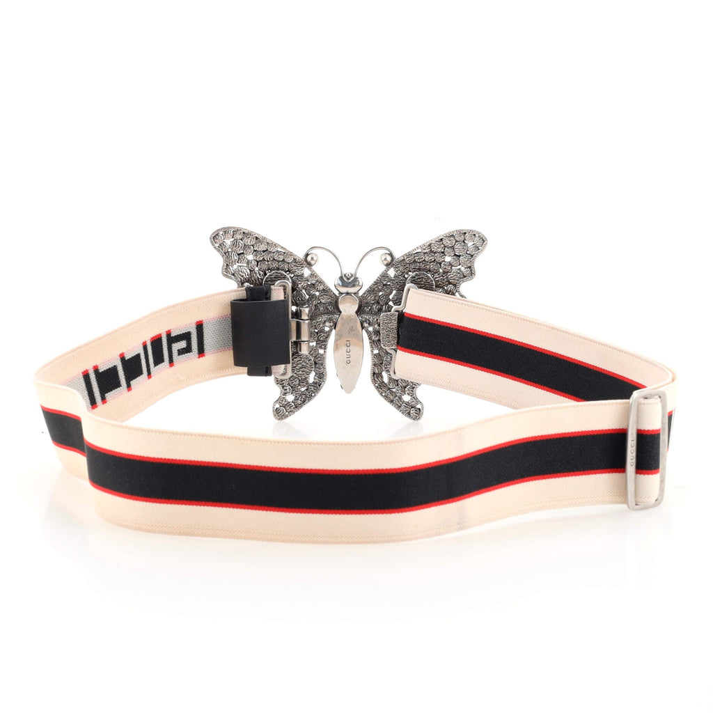 Butterfly Web Logo Belt Elastic with Metal and Crystals Wide 85