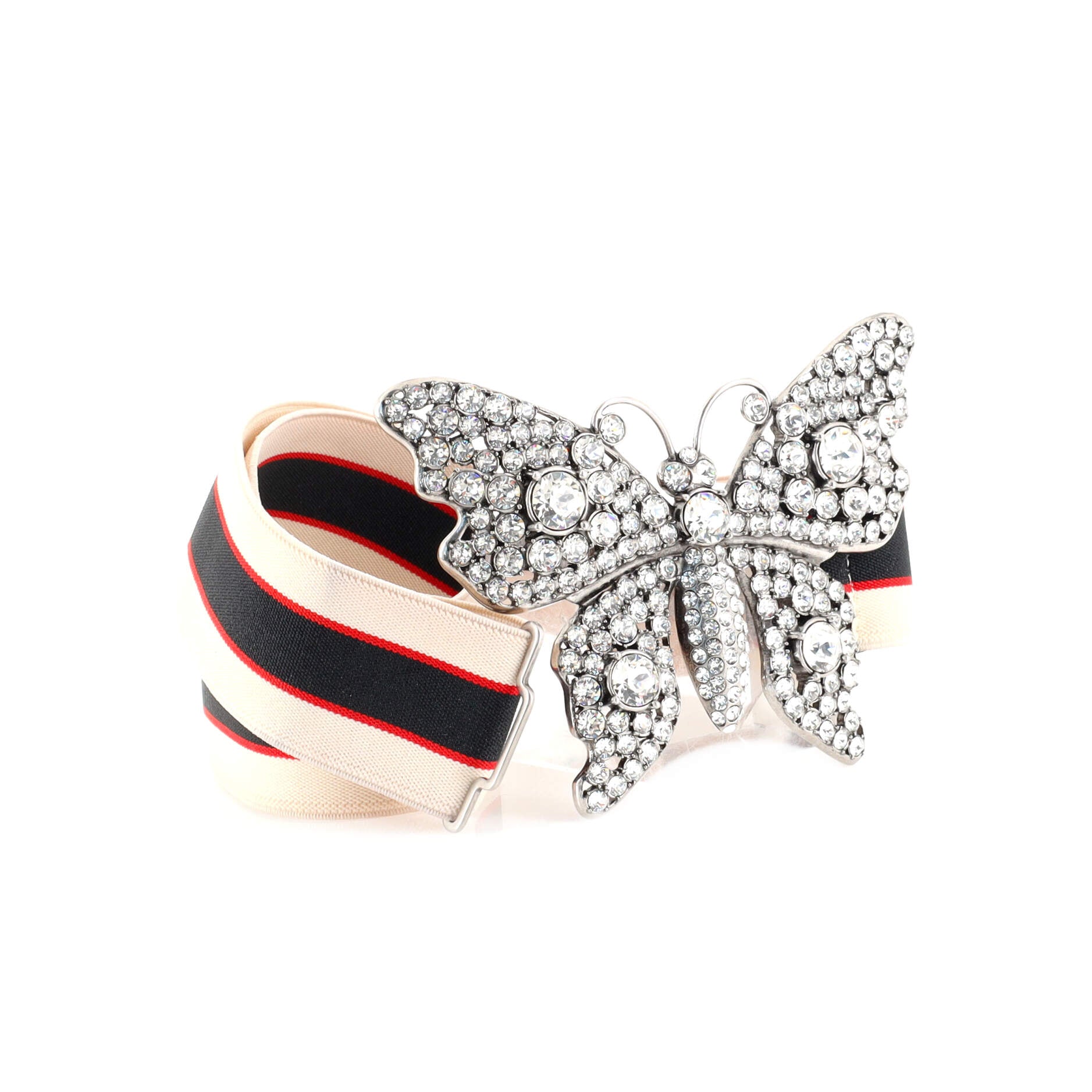 Butterfly Web Logo Belt Elastic with Metal and Crystals Wide 85