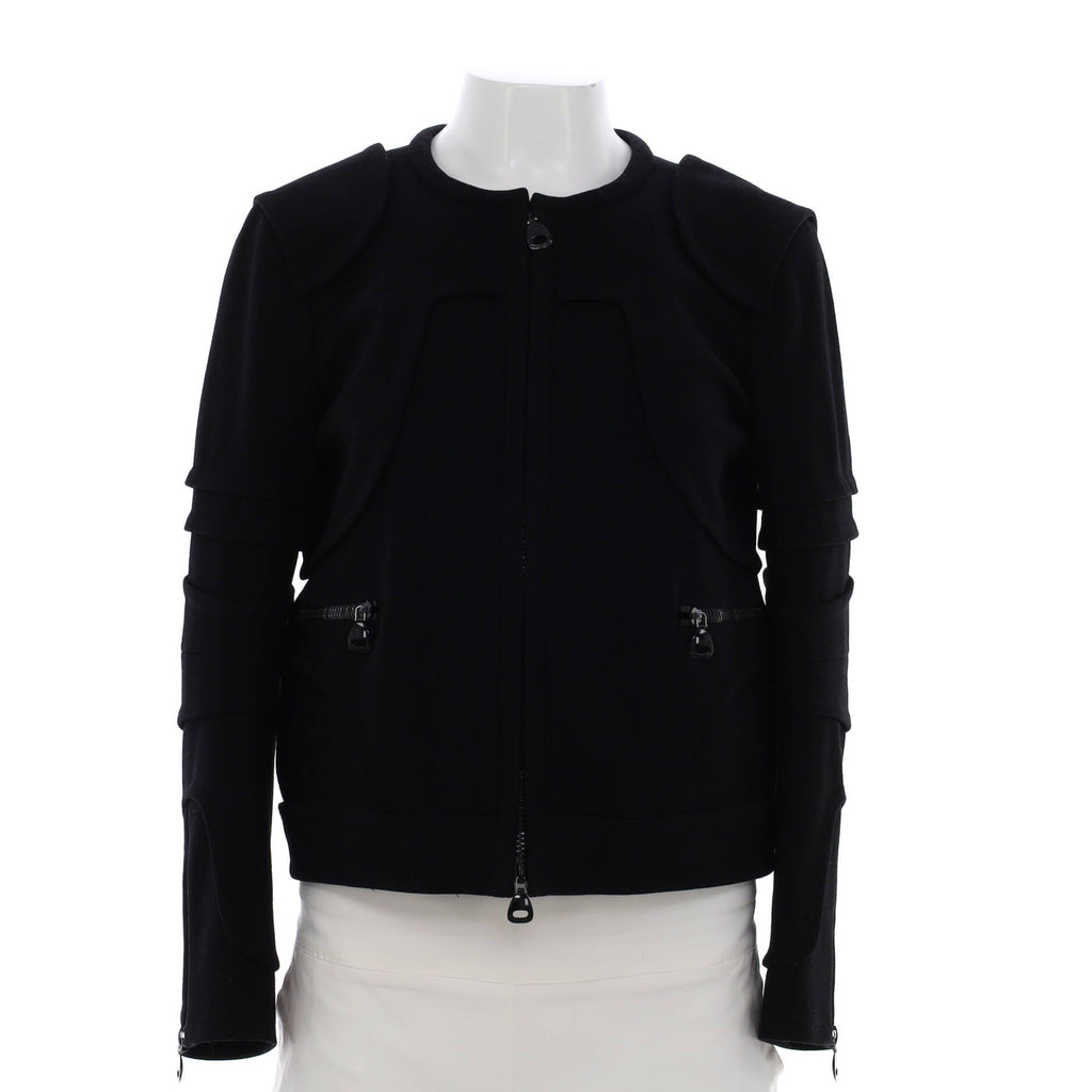 Women's Collarless Biker Jacket Wool Blend