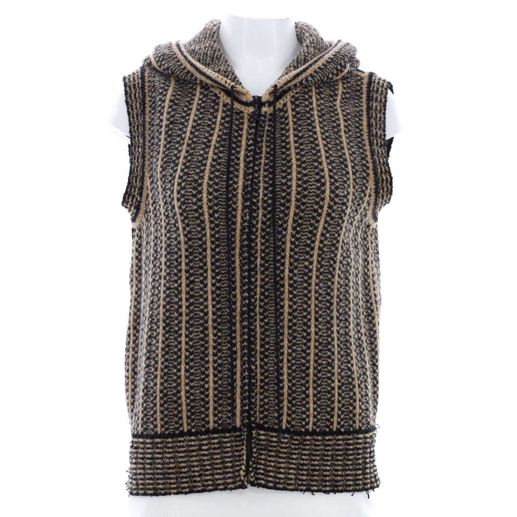 Women's Vintage Zip Up Hooded Vest Wool Blend
