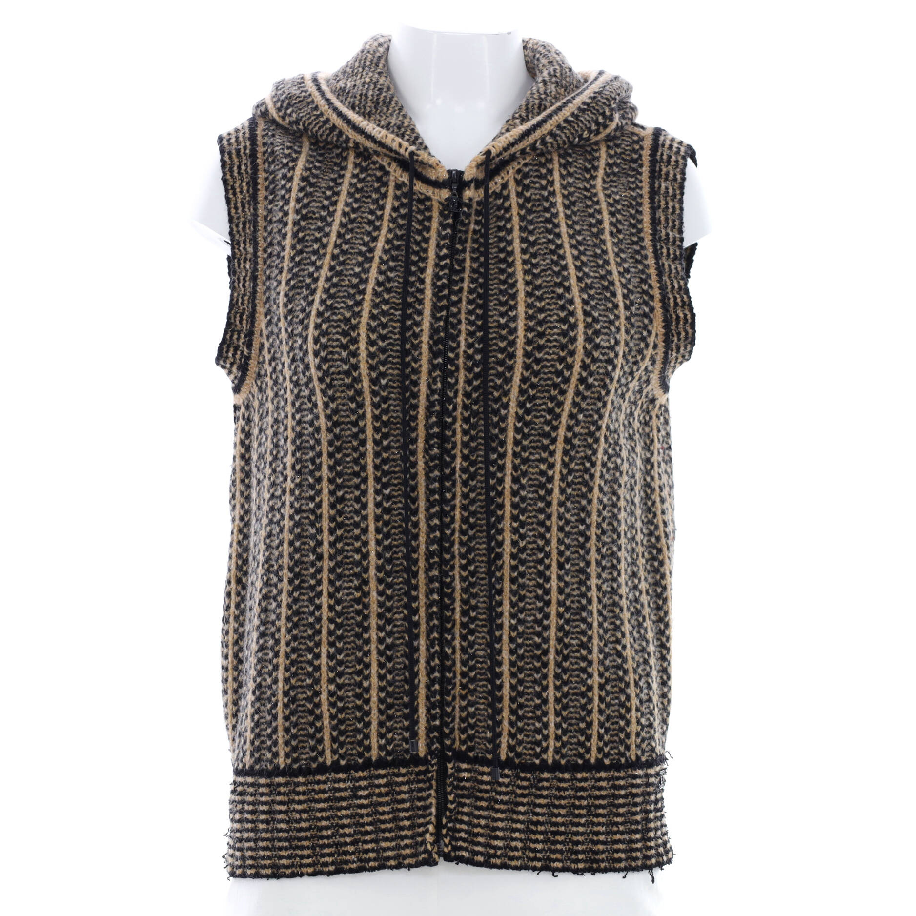 Women's Vintage Zip Up Hooded Vest Wool Blend