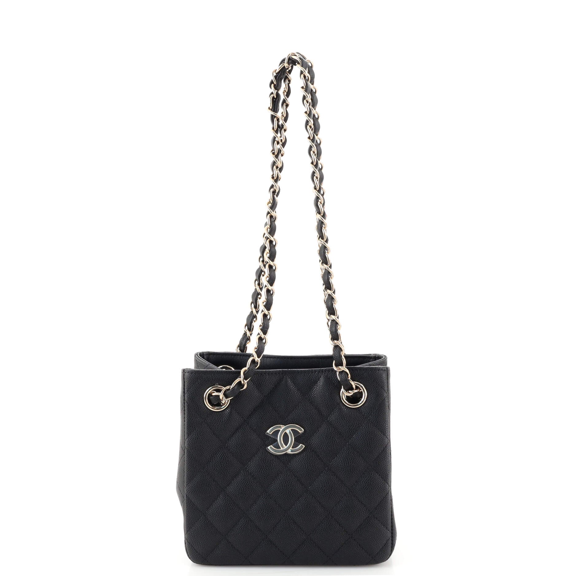 CC Square Bucket Tote Quilted Caviar Mini