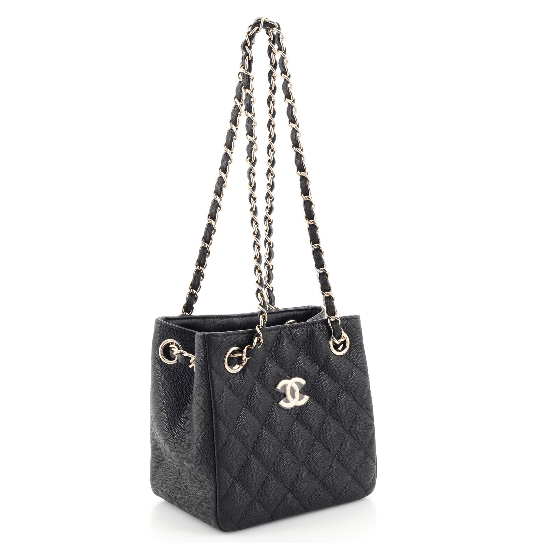 CC Square Bucket Tote Quilted Caviar Mini