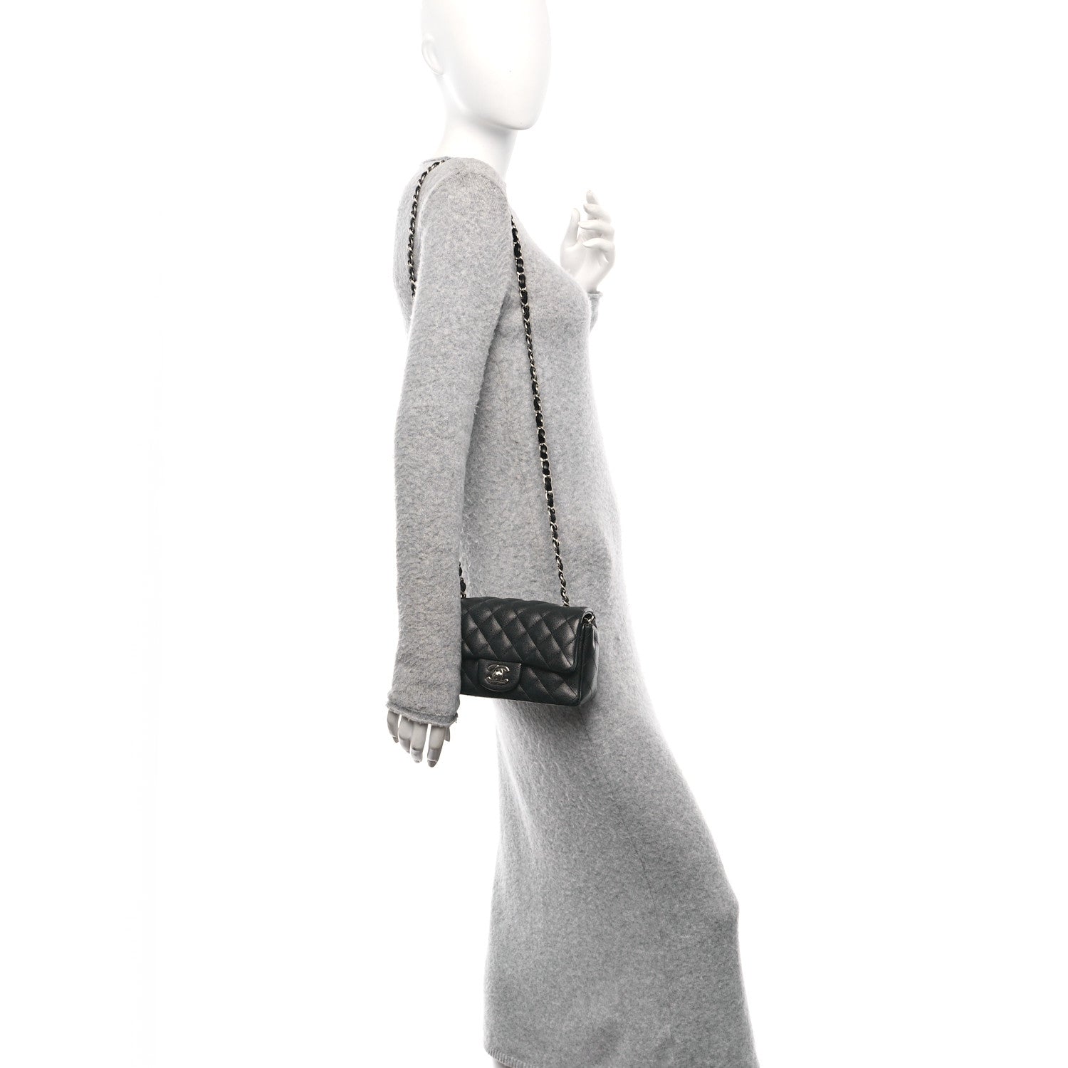 Caviar Quilted Mini Rectangular Flap Black