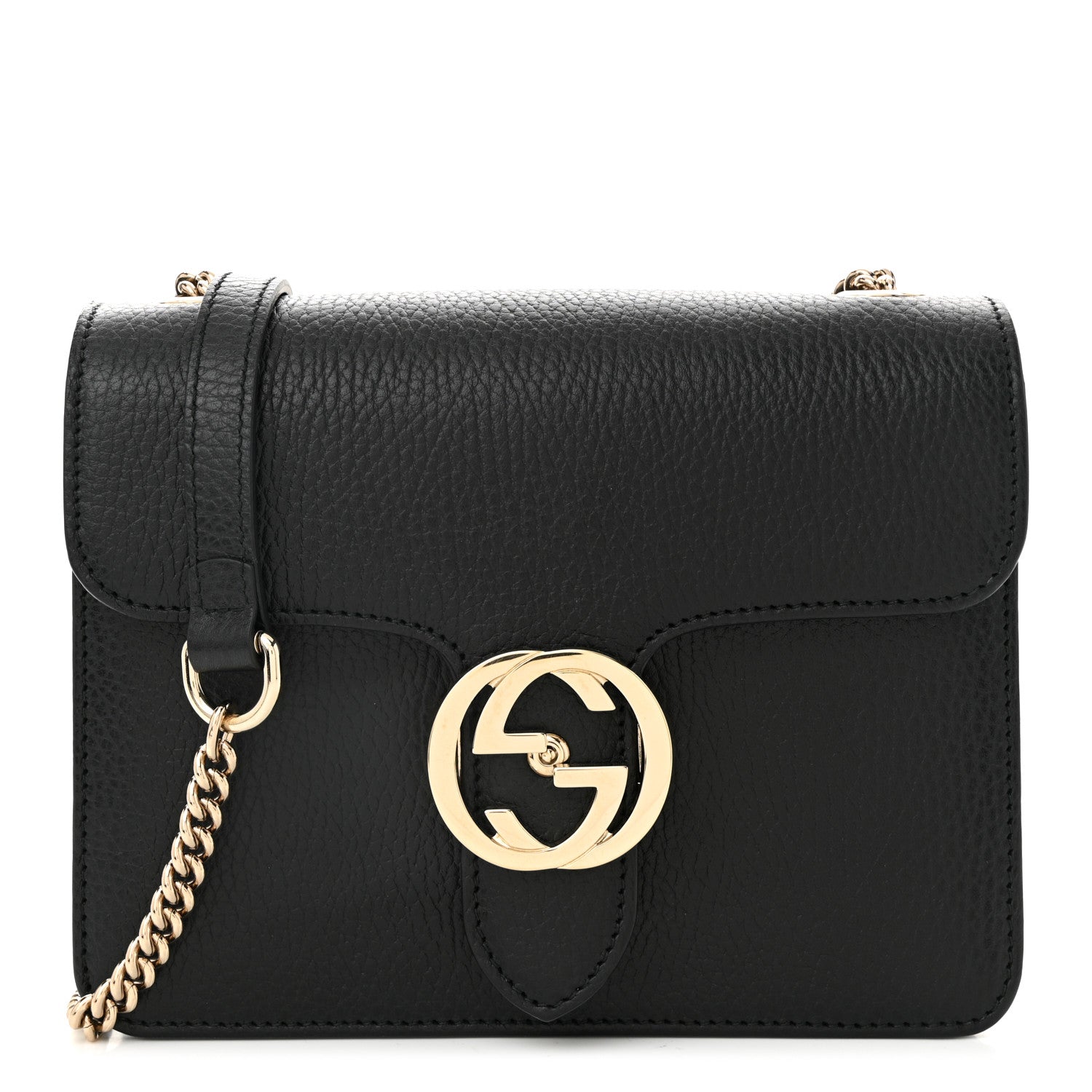 Dollar Calfskin Small Interlocking G Shoulder Bag Black