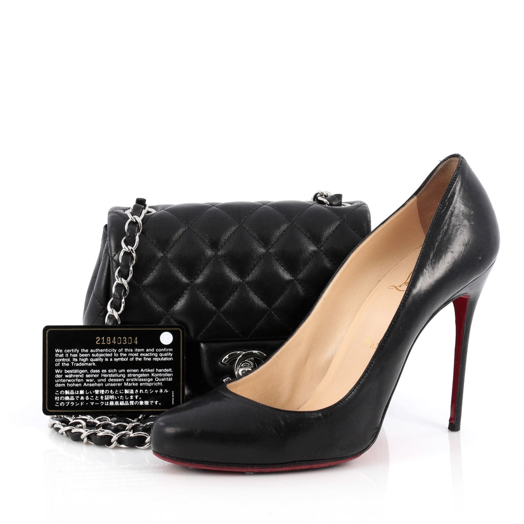 Square Classic Single Flap Bag Quilted Lambskin Mini