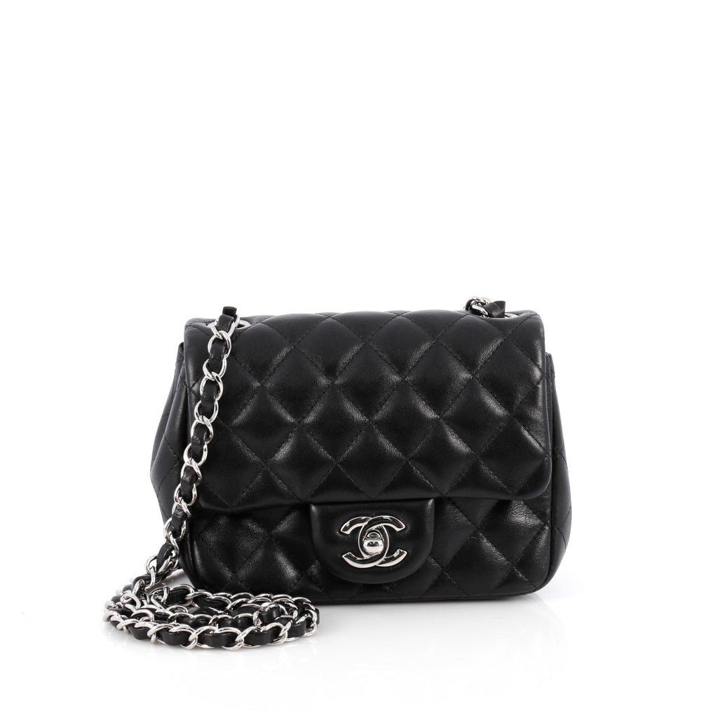 Square Classic Single Flap Bag Quilted Lambskin Mini