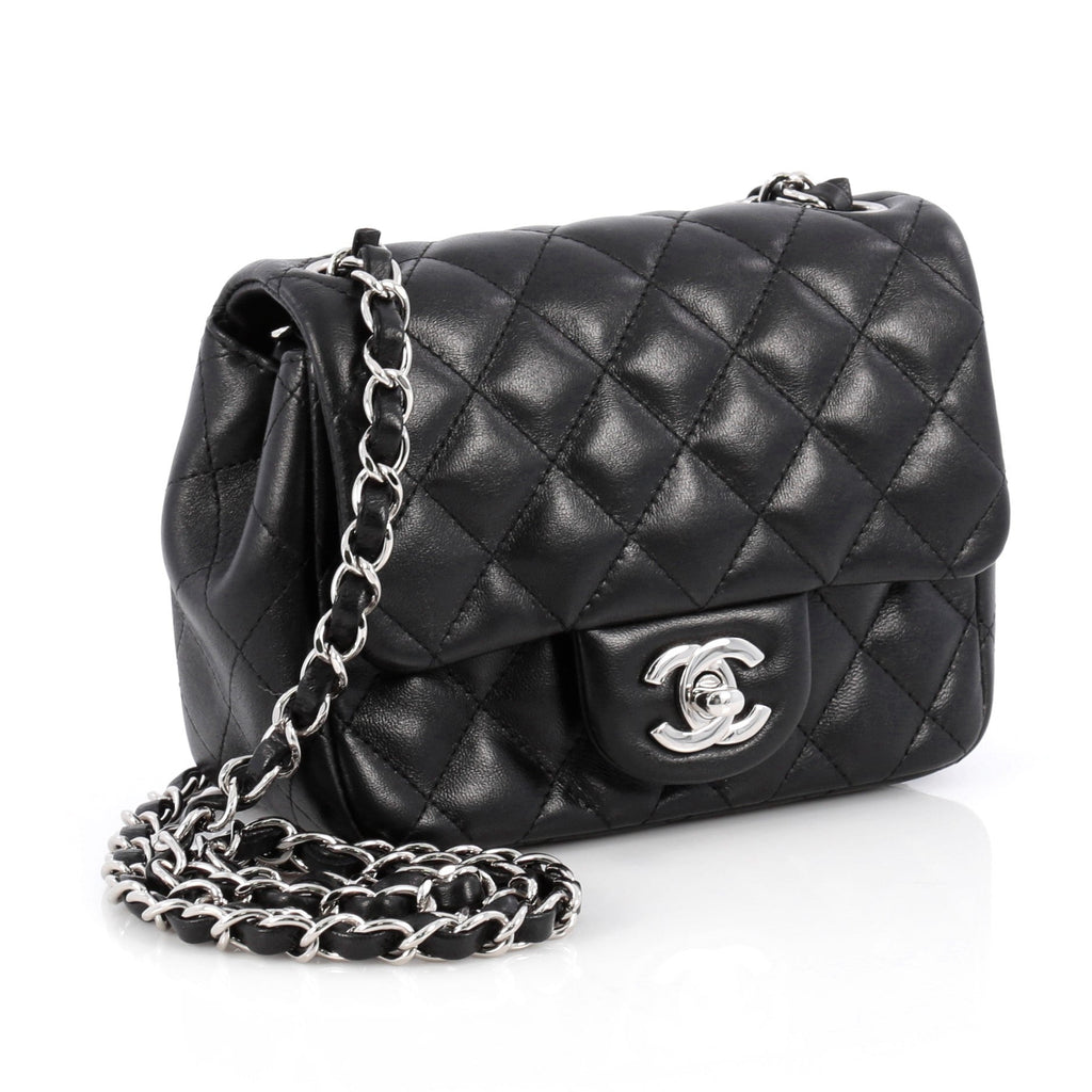 Square Classic Single Flap Bag Quilted Lambskin Mini