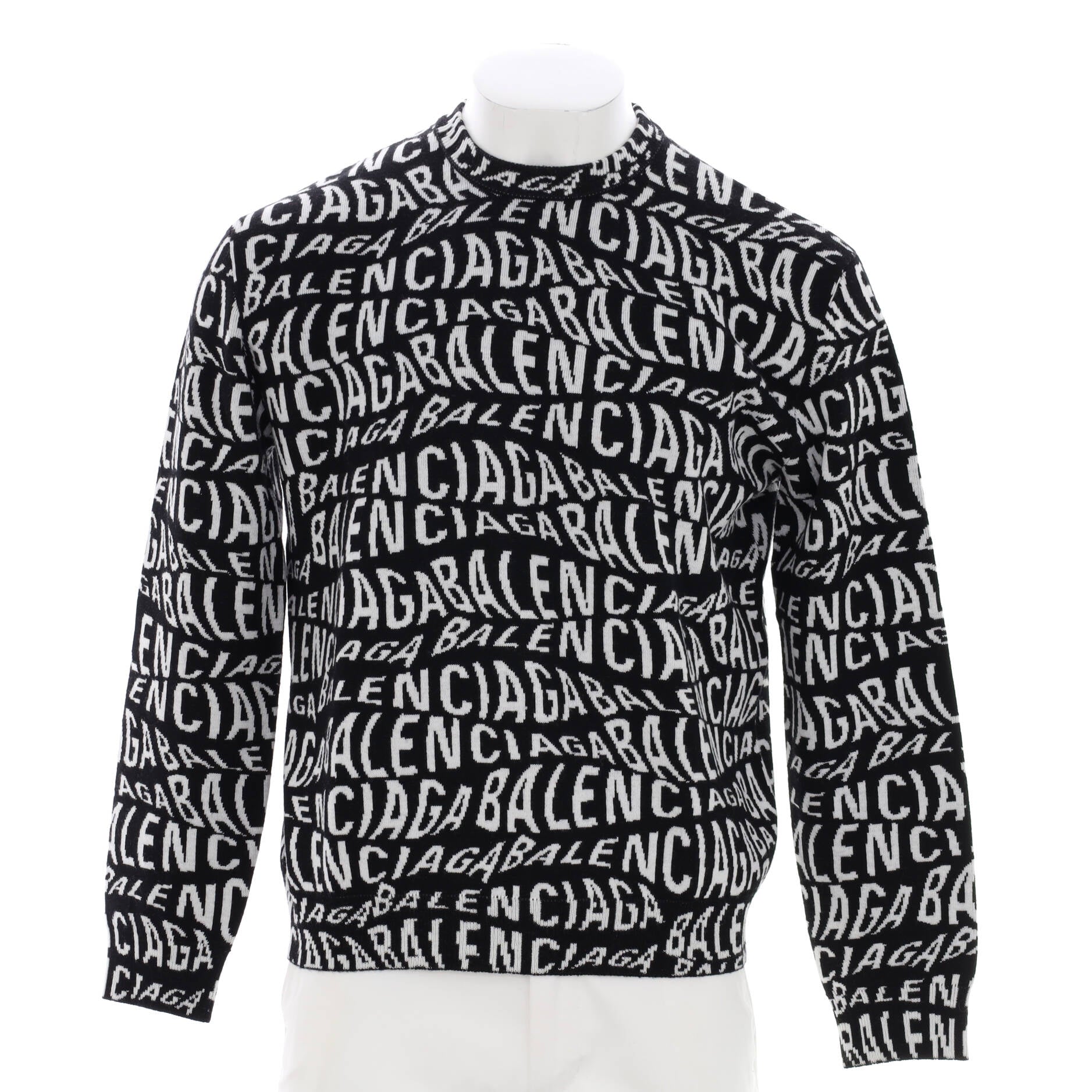 Men's Allover Logo Crewneck Sweater Wool Blend