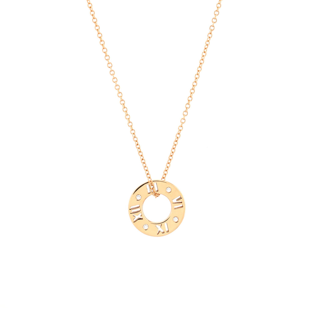 Atlas Pierced Circle Pendant Necklace 18K Rose Gold with Diamonds