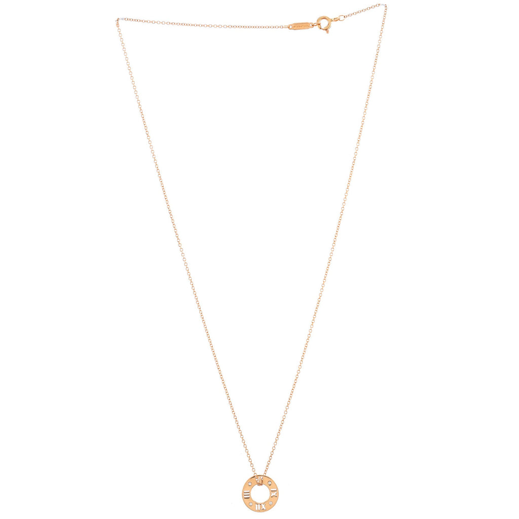 Atlas Pierced Circle Pendant Necklace 18K Rose Gold with Diamonds