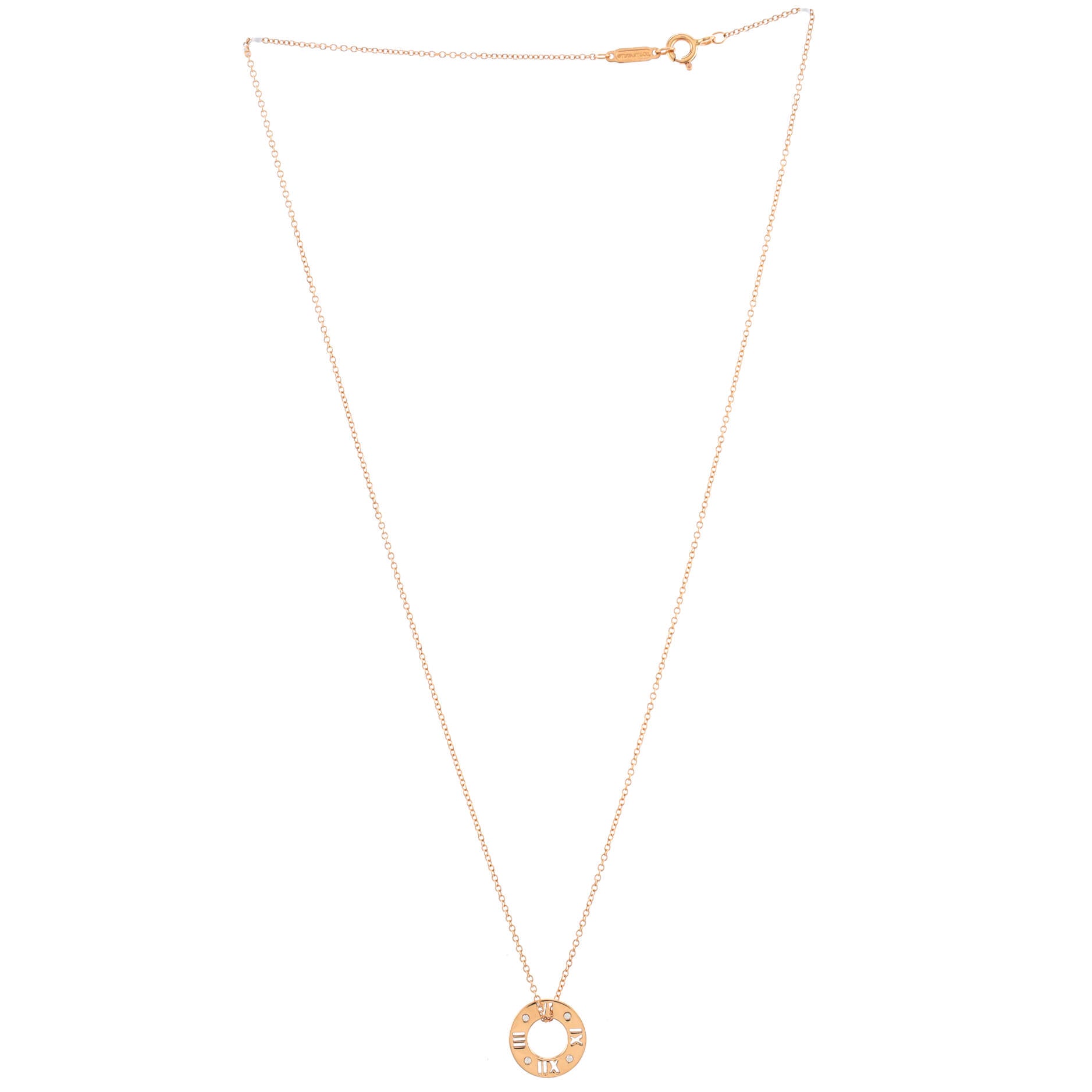 Atlas Pierced Circle Pendant Necklace 18K Rose Gold with Diamonds