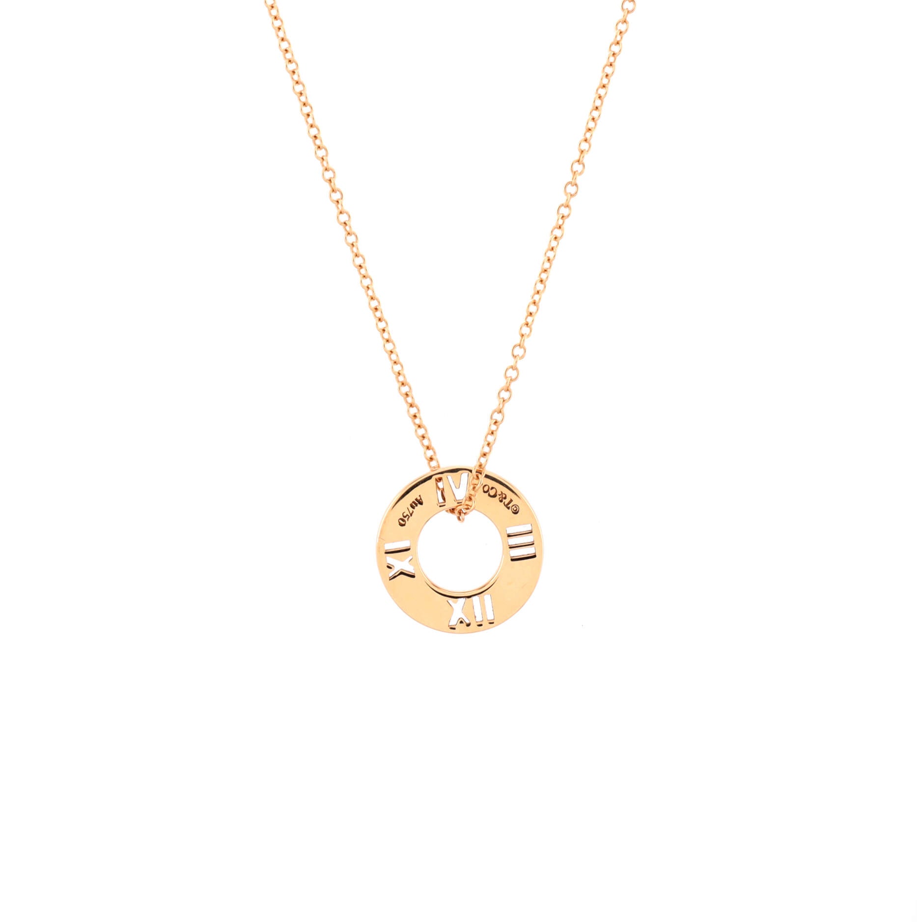 Atlas Pierced Circle Pendant Necklace 18K Rose Gold with Diamonds