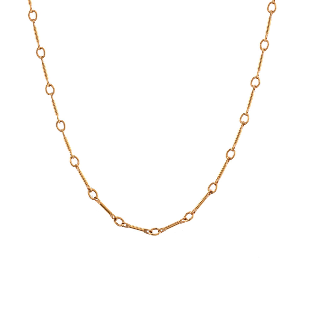 Bar Chain Link Necklace 18K Rose Gold