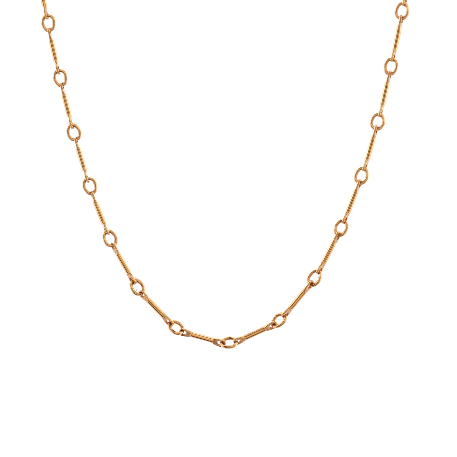 Bar Chain Link Necklace 18K Rose Gold