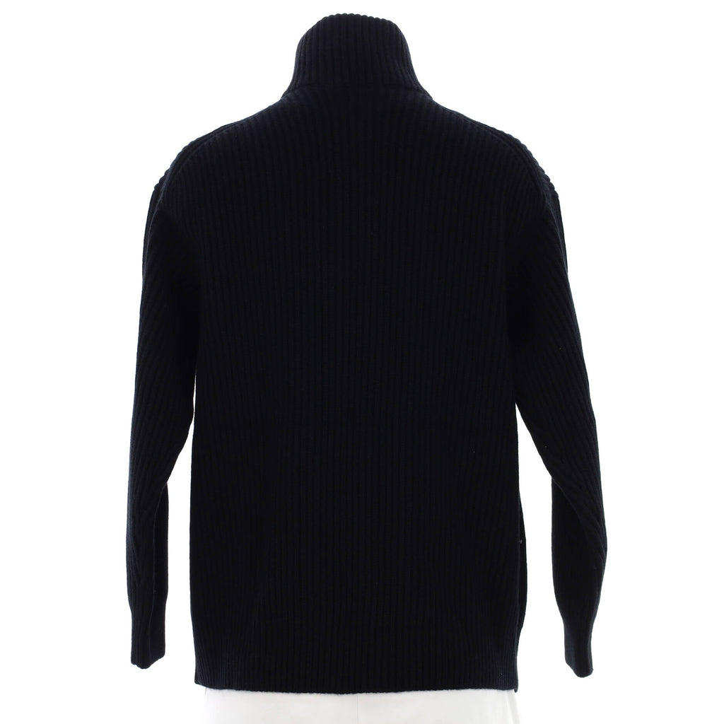Women's H Pocket Zipped Long Jacket Knit Wool