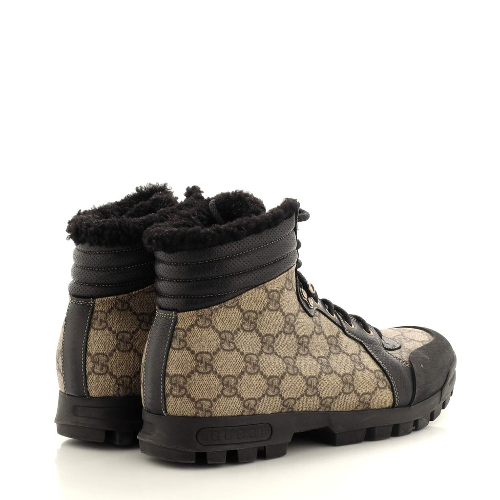 Men's Nebraska Lace Up Boots GG Coated Canvas and Shearling