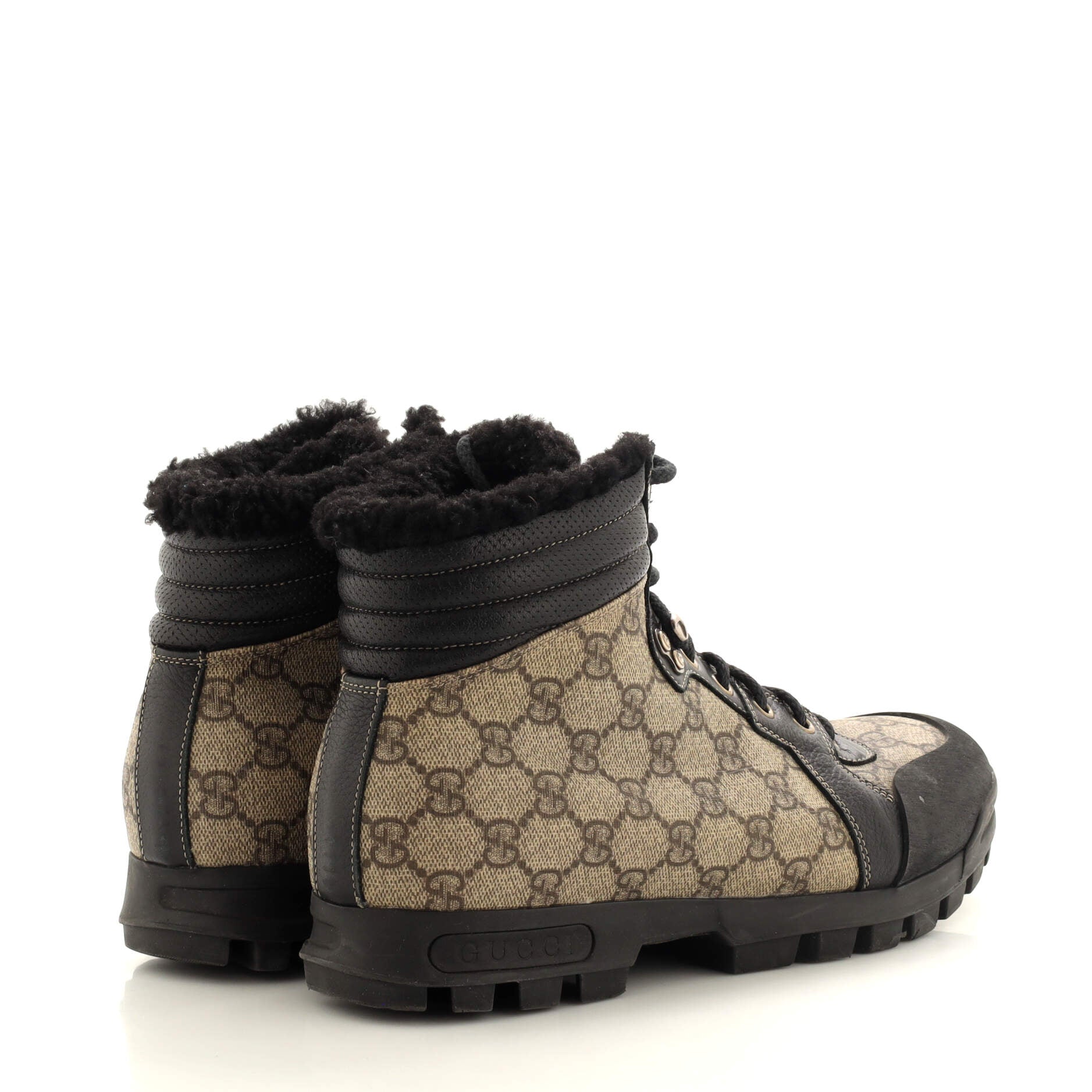 Men's Nebraska Lace Up Boots GG Coated Canvas and Shearling