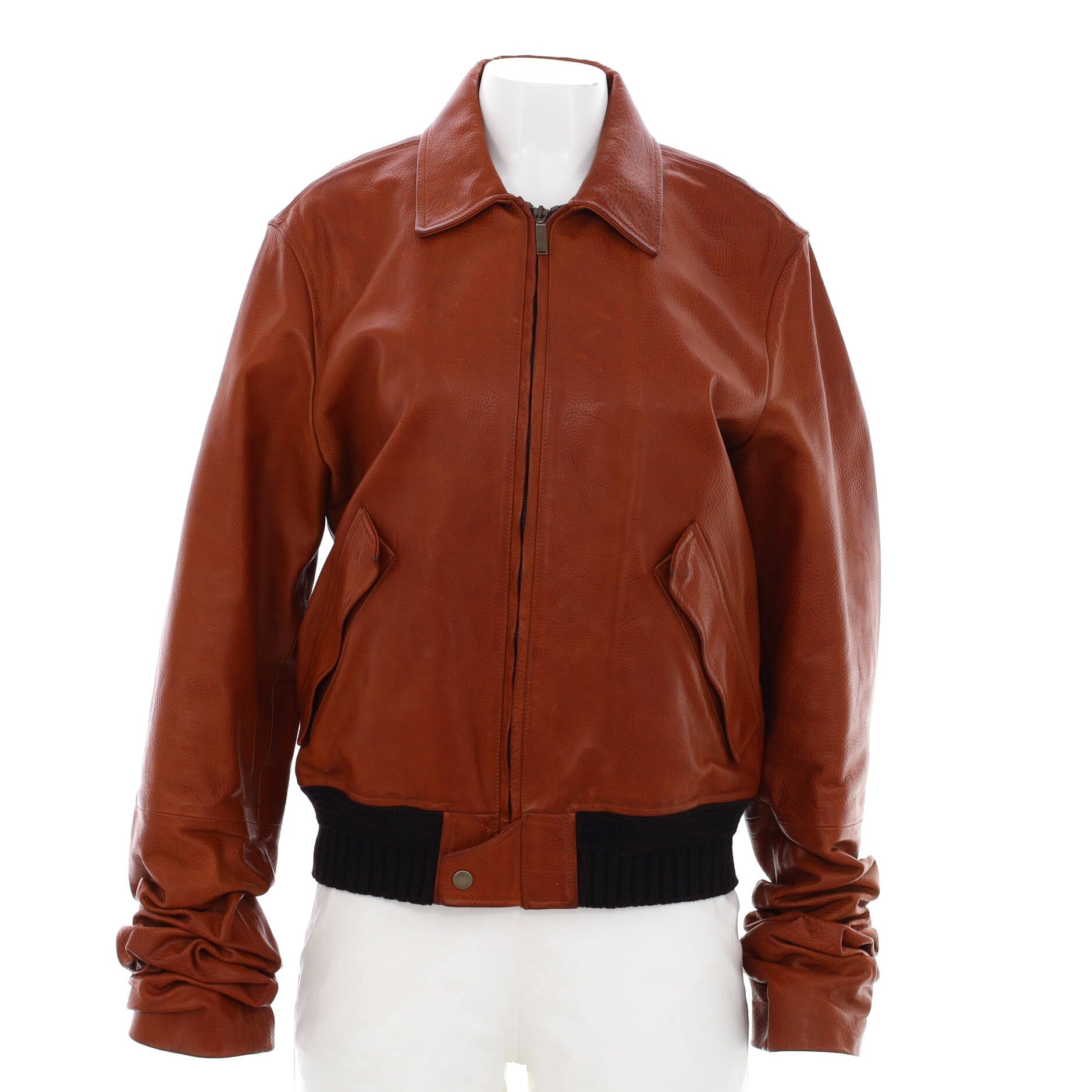 Women's Extra Long Sleeve Biker Jacket Leather